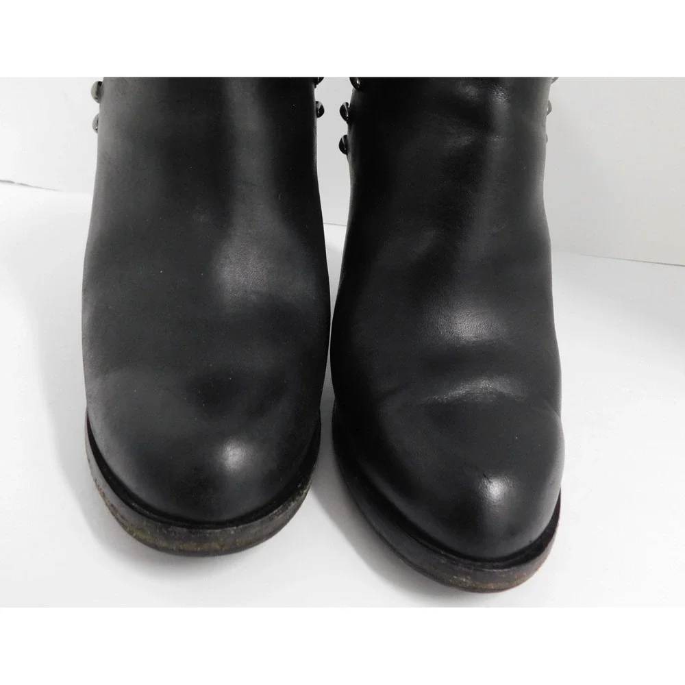 Rag & Bone Women's Black Alwyn Leather Ankle Silver Accent Boots- Size EU 38 1/2